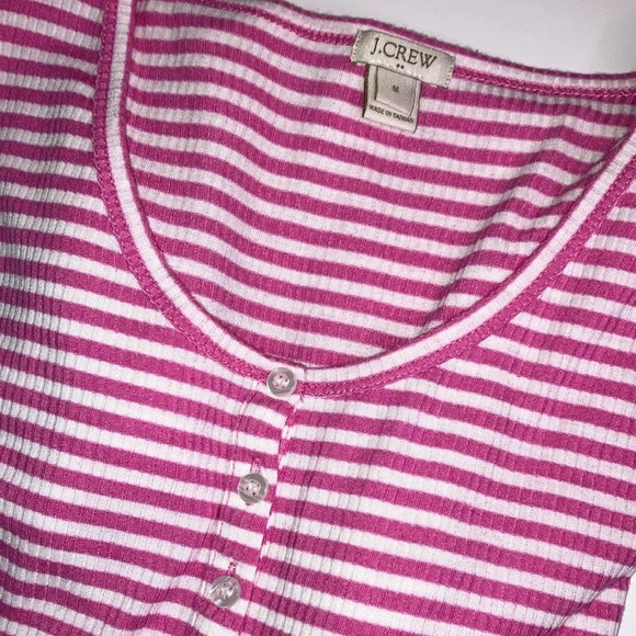 J Crew Striped Lightweight Short Half Sleeve Shirt Top size medium - Picture 2 of 9